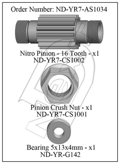 Picture of CYB ND-YR7-AS1034 - Nitro Pinion Set - 16 Tooth R7