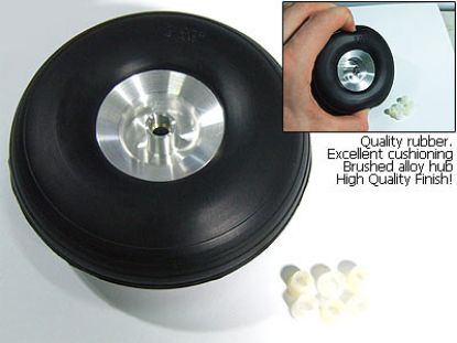 Picture of 1 Pair Scale alloy hub rubber wheel 4.0 inch