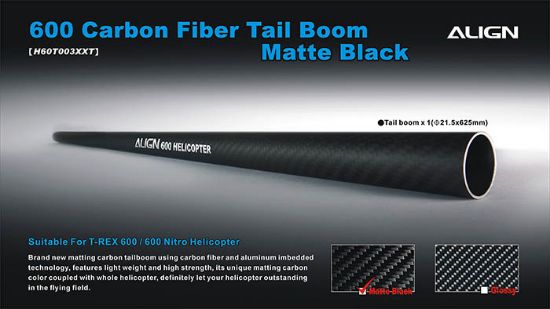 Picture of Align H60T003XXW 600 Carbon Fiber Tail Boom-Matte Black