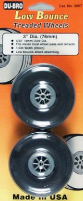 Picture of Du-Bro 300T 3" Dia. Treaded Low Bounce Wheels (2)