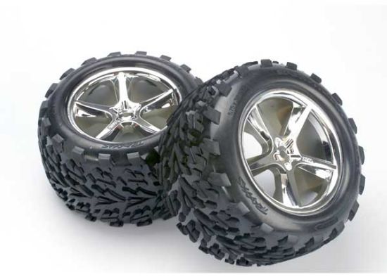 Picture of Traxxas 5374 - Tires & wheels, assembled, glued (Gemini chrome w