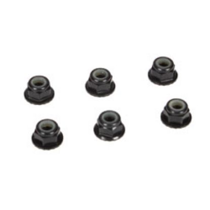 Picture of LOSI TLR336000 4mm Aluminum Serrated Lock Nuts, Black (6)
