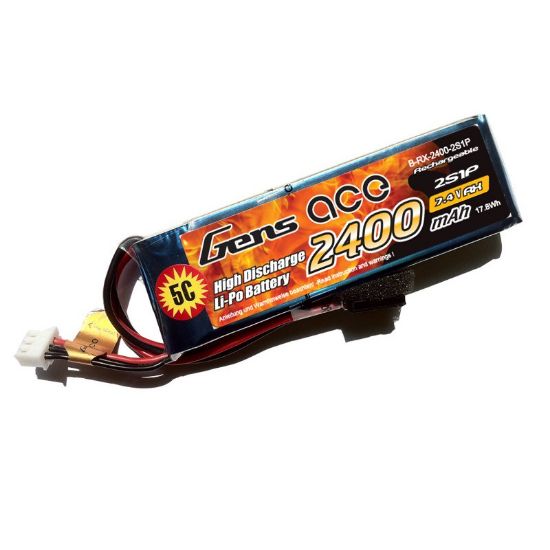 Picture of Gens Ace GA2400-2S-RX 7.4v 2400mAh RX LiPo Battery