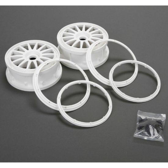 Picture of LOSI LOS45001 Wheel and Beadlock Ring Set White (2): MINI WRC