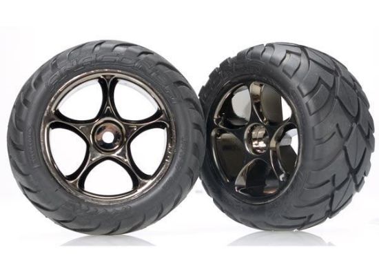 Picture of Traxxas 2478A - Tires & wheels, assembled Tracer 2.2" black chrome