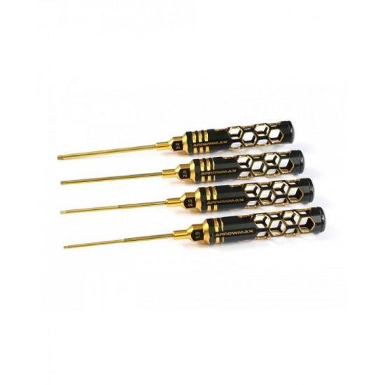 Picture of Arrowmax AM-410993-BG Allen Wrench Set 1.5, 2.0, 2.5 & 3.0 X 100mm - (4pcs) Black Golden