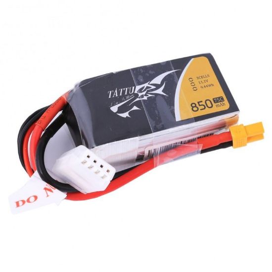 Picture of Tattu 850mah 11.1v 3S1P 75C with XT60 Plug