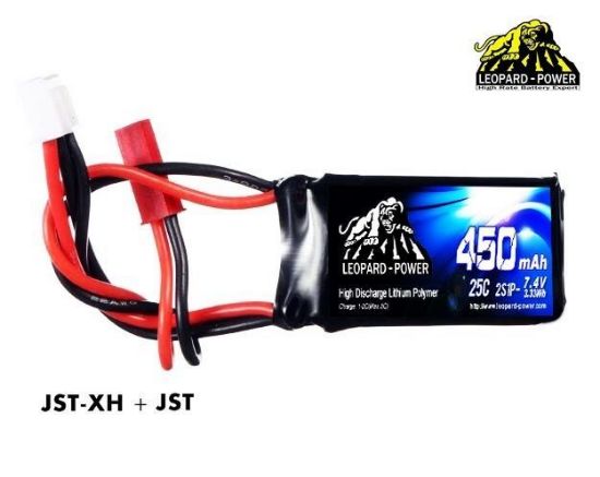 Picture of Leopard Power 2s 7.4v 450mah 25c Lipo Battery with JST