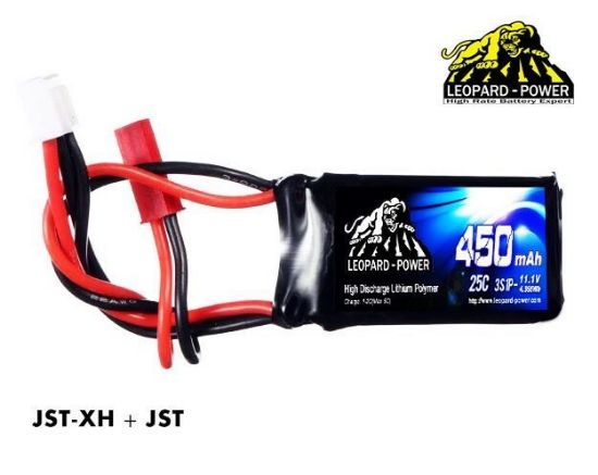 Picture of Leopard Power 3s 11.1v 450mah 25c Lipo Battery with JST