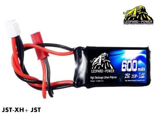 Picture of Leopard Power 2s 7.4v 600mah 25c Lipo Battery with JST