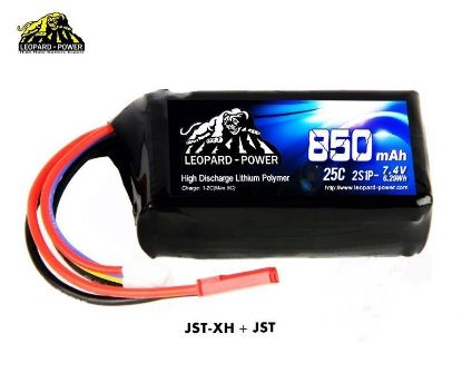 Picture of Leopard Power 2s 7.4v 850mah 25c Lipo Battery with JST
