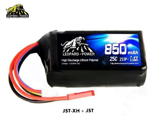 Picture of Leopard Power 2s 7.4v 850mah 25c Lipo Battery with JST
