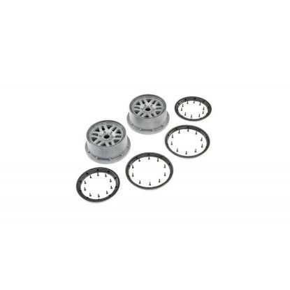 Picture of LOSI LOS45022 Wheel & Beadlock Set, Grey (2): 5ive-T 2.0