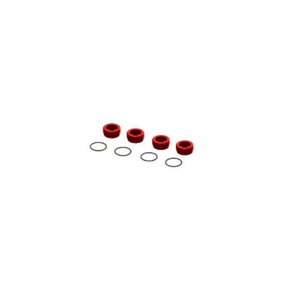 Picture of Arrma ARA320467 Aluminum Front Hub Nut Red (4) inc O-Rings