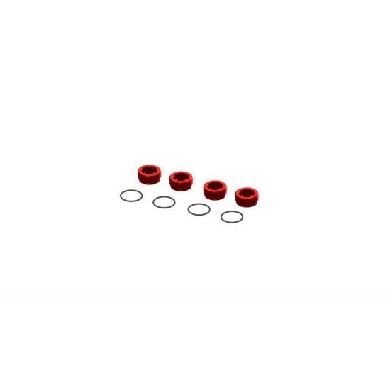 Picture of Arrma ARA320467 Aluminum Front Hub Nut Red (4) inc O-Rings