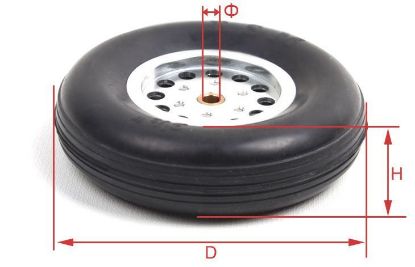 Picture of WH400-R 2x RC Airplane 4in/105mm D105*H28*5mm Rubber Wheel with CNC Aluminum Hub