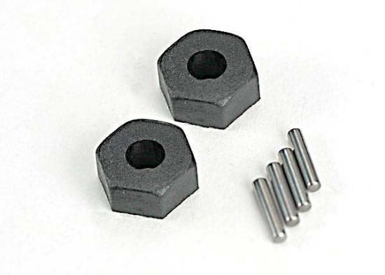 Picture of Traxxas 4954R Wheel hubs, hex (2)/ stub axle pins (2)