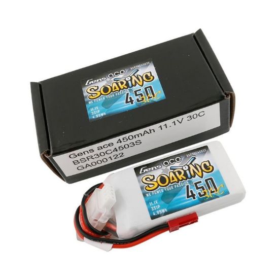 Picture of Gens Ace GA0450-3S30-S 3S 11.1V 450mah 30C Soaring Series with JST plug