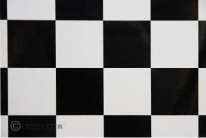 Picture of Oracover  491-010-071-002 iron-on film - width: 60 cm - length: 2 m 52m White - Black Checkers (large)