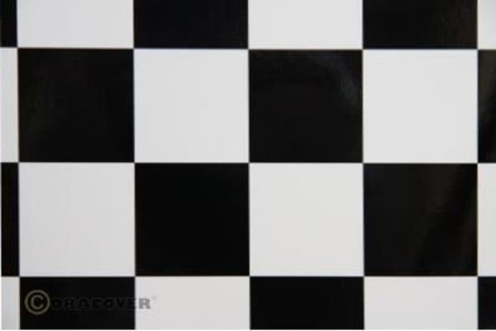 Picture of Oracover  491-010-071-002 iron-on film - width: 60 cm - length: 2 m 52m White - Black Checkers (large)