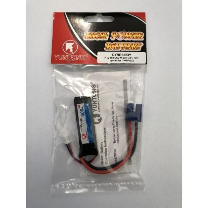 Picture of Yuntong DYNB6223Y 7.4V 600mAh 2S 20C LiPo EC3 (Replaces DYNB6223)