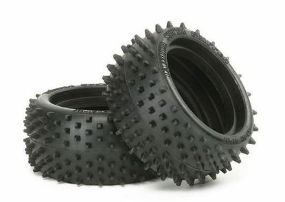 Picture of Tamiya 53084 (replaces 53093) 4wd Square Spike Rear Off Road Tyres