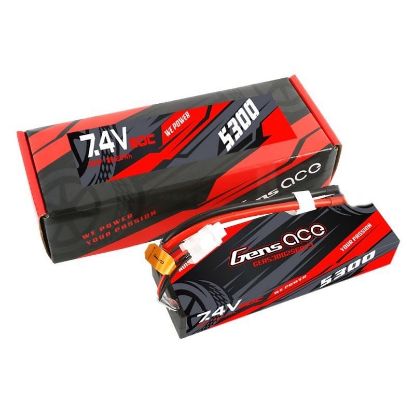 Picture of Gens Ace GA5300-2S60-HC-XT60-DP 5300mAh 2S 7.4v 60C Hard Case with XT60 Plug And XT60-T Plug Adapter and XH Balance