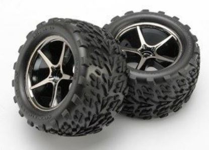 Picture of Traxxas 7174A Tires and wheels, assembled, glued (Gemini black chrome wheels, Talon tires, foam inserts) (2)