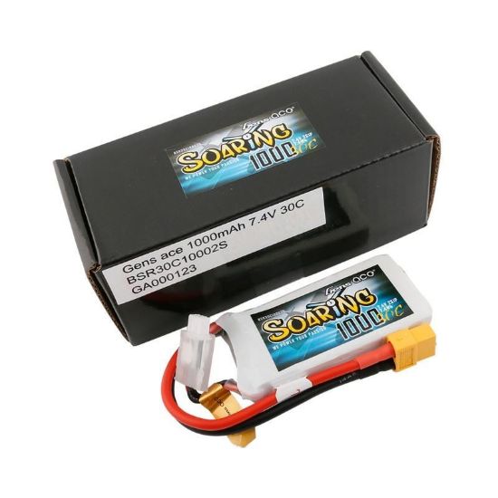 Picture of Gens Ace 2S 1000mAh 7.4V 25C Lipo Battery Pack with XT60 Soaring Series