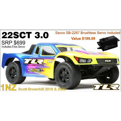 Picture of TLR TLR03009 22SCT 3.0 MM Race Kit: 1/10 2WD Short Course Truck with FREE SB-2267 32KG Savox Servo
