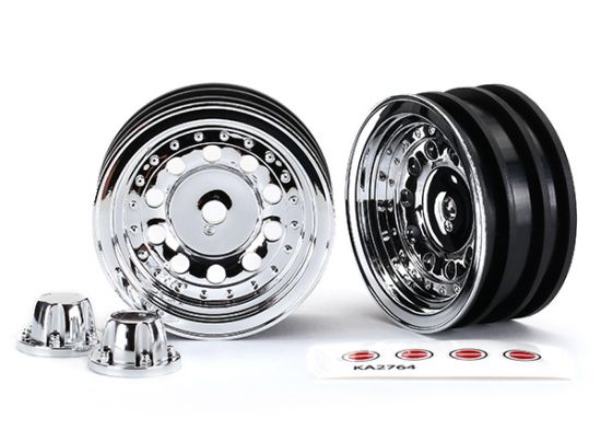 Picture of Traxxas 8175 Wheels, 1.9", chrome (2)/ center caps (2)/ decal sheet (requires #8255A extended thread stub axle)