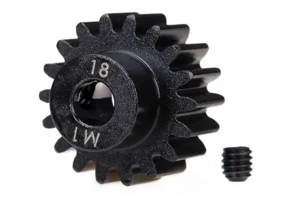 Picture of Traxxas 6491X - Gear, 18-T pinion (machined) (1.0 metric pitch) (fits 5mm shaft)/ set screw