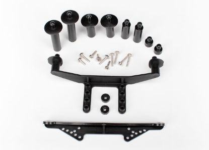 Picture of Traxxas 1914R - Body mount, front & rear (black)/ body posts, 52mm (2), 38mm (2), 25mm (2), 6.5mm (2)/ body post extensions (2)/ hardware