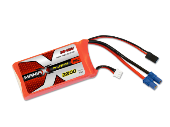 Picture of ManiaX MX2200-2SL4-25RX-Fut 2S 6.6V 2200mAh 25C LiFePO4 with EC3