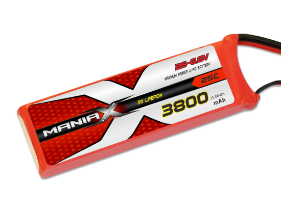 Picture of ManiaX Power MX3800-2SL4-25-Fut 2S 6.6V 3800mAh 25C LiFePO4 with Futaba Plug