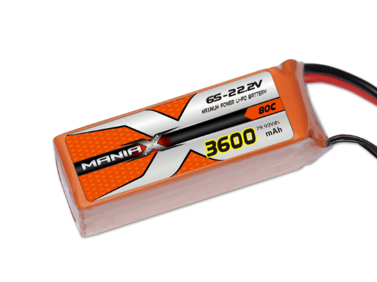 Picture of ManiaX MX-6S-3600-80-XT60 6S 22.2V 3600mAh 80C Lipo Battery XT60 (fits Goblin Raw 500 SG520)