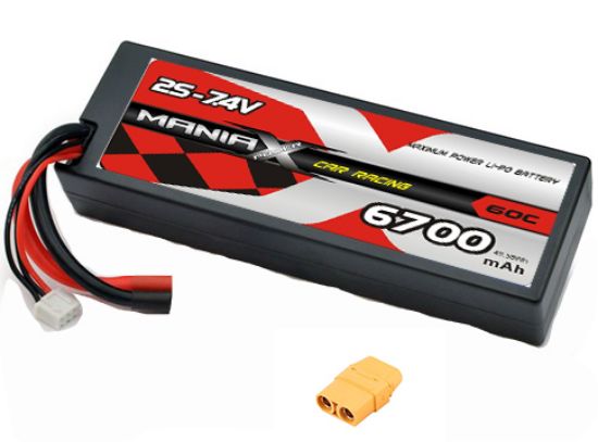Picture of ManiaX Power MX-2S-6700-60-XT90 2S 7.4V 6700mAh 60C Hardcase Lipo Battery XT90