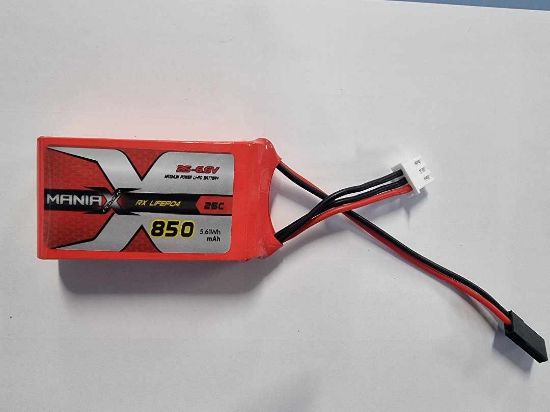 Picture of ManiaX Power MX850-2SL4-25-Fut 2S 6.6V 850mAh 25C LiFePO4 with Futaba Plug 