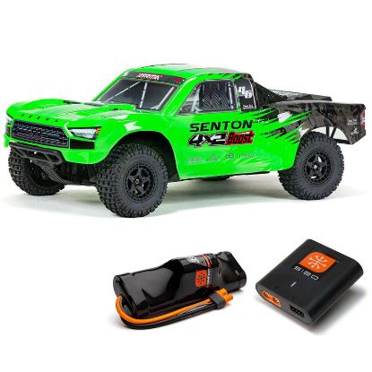 Picture of Arrma ARA4103SV4T1 SENTON BOOST 4X2 550 Mega 1/10 2WD SC Smart Spektrum USB Charger and Battery, Green/Black 