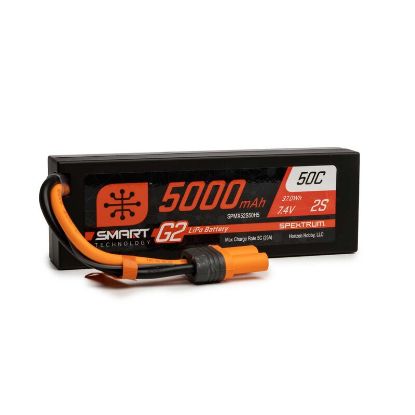 Picture of Spektrum SPMX52S50H5 5000mAh 7.4v 2S 50C Smart G2 Hardcase LiPo Battery: IC5 Fits Promoto MX 