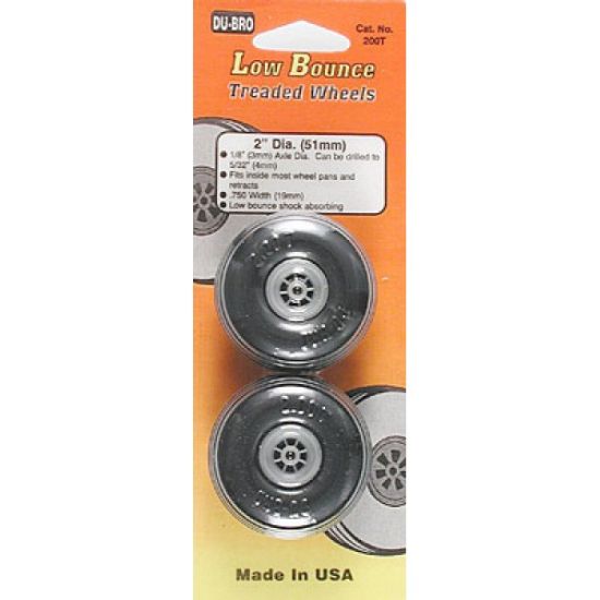 Picture of Du-Bro 200T 2" Dia. Treaded Low Bounce Wheels (2)