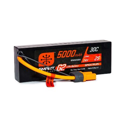 Picture of Spektrum SPMX52S30H5 5000mAh 2S 7.4V Smart G2 LiPo 30C Hard Case; IC5 