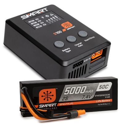 Picture of Spektrum SPMX-1031 Smart Powerstage Surface Bundle: 5000mAh 2S 50C LiPo Battery (IC3) / 100W S100 Charger