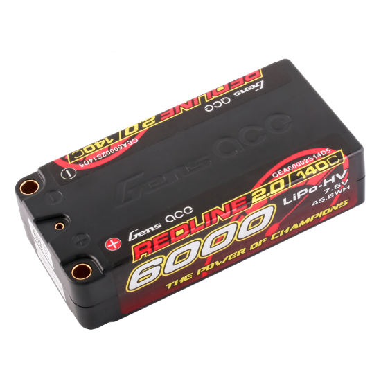 Picture of Gens Ace GA6000-2S140-S-RL2.0 Redline 2.0 6000mAh 2S 7.6V 140C HardCase HV Shorty Lipo Battery IFMAR