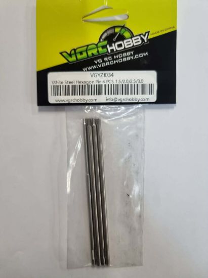 Picture of VGRC Hobby VGYZI034 White Steel Hex Driver Tool Tip Replacement 1.5, 2.0, 2.5, 3.0 (4pcs)