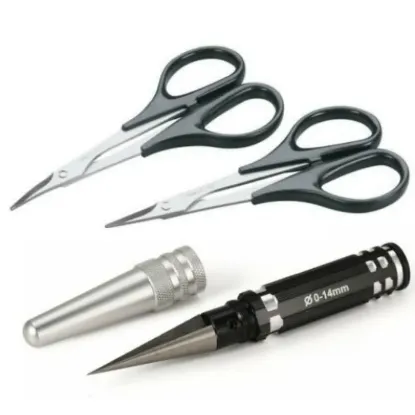 Picture of VGRC Hobby VGYZE007A Aluminium Body Reamer 0-14mm, Scissors (Straight) & Scissors (Curved) Set
