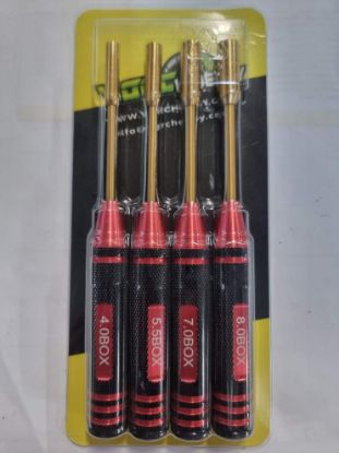 Picture of VGRC Hobby VGRCTOOL102 Metric Aluminum Nut Driver Set 4pcs (4.0, 5.5, 7.7, 8.0mm) Red & Black