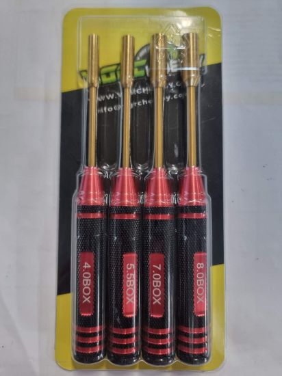 Picture of VGRC Hobby VGRCTOOL102 Metric Aluminum Nut Driver Set 4pcs (4.0, 5.5, 7.7, 8.0mm) Red & Black