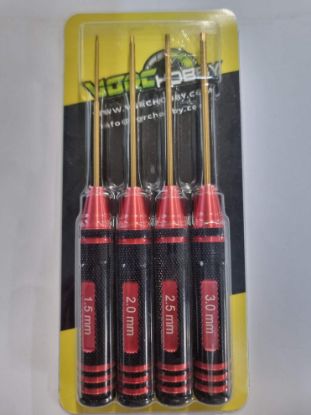 Picture of VGRC Hobby VGRCTOOL101 Metric Aluminum Hex Driver Set 4pcs (1.5, 2.0, 2.5, 3.0mm) Red & Black 
