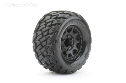 Picture of Jetko 1/10 MT 2.8 EX-ROCKFORM/Claw Rim/Black/Medium Soft/Glued (2pcs) Includes Adapters for Traxxas Stampede, Rustler, Hoss, Arrma Granite. 12mm, 14mm and 17mm Hex